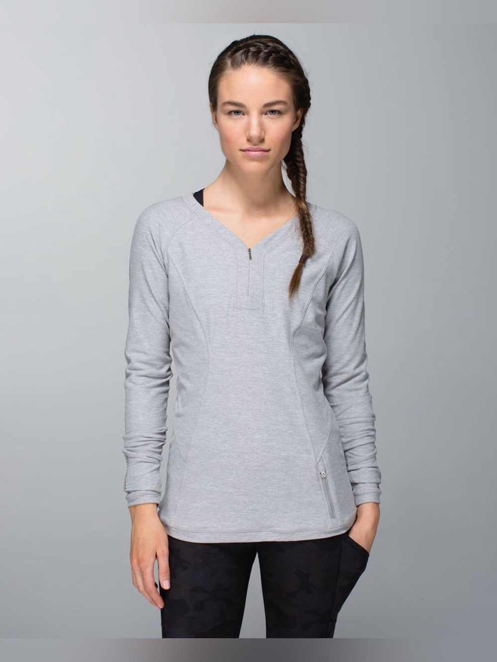 LULULEMON Love Some Run Long Sleeve Gray Rulu Reflective Running Top Size 2 #111
